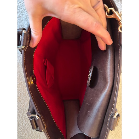 Dooney Bourke Dark Brown Leather Tote Bag Shoulder Bag Crossbody - Picture 11 of 16